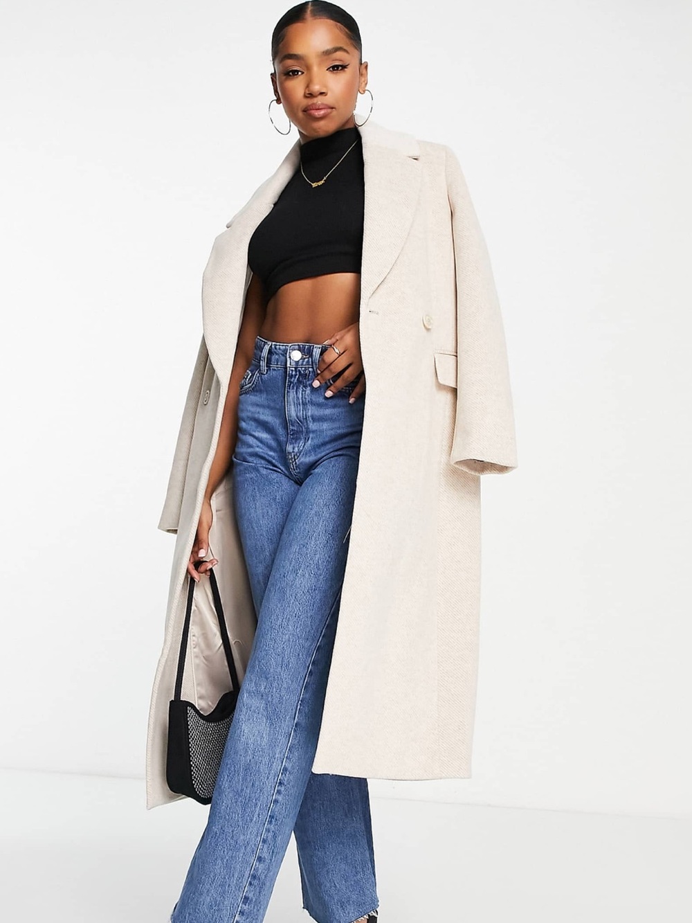 Longline Relaxed Coat in cream